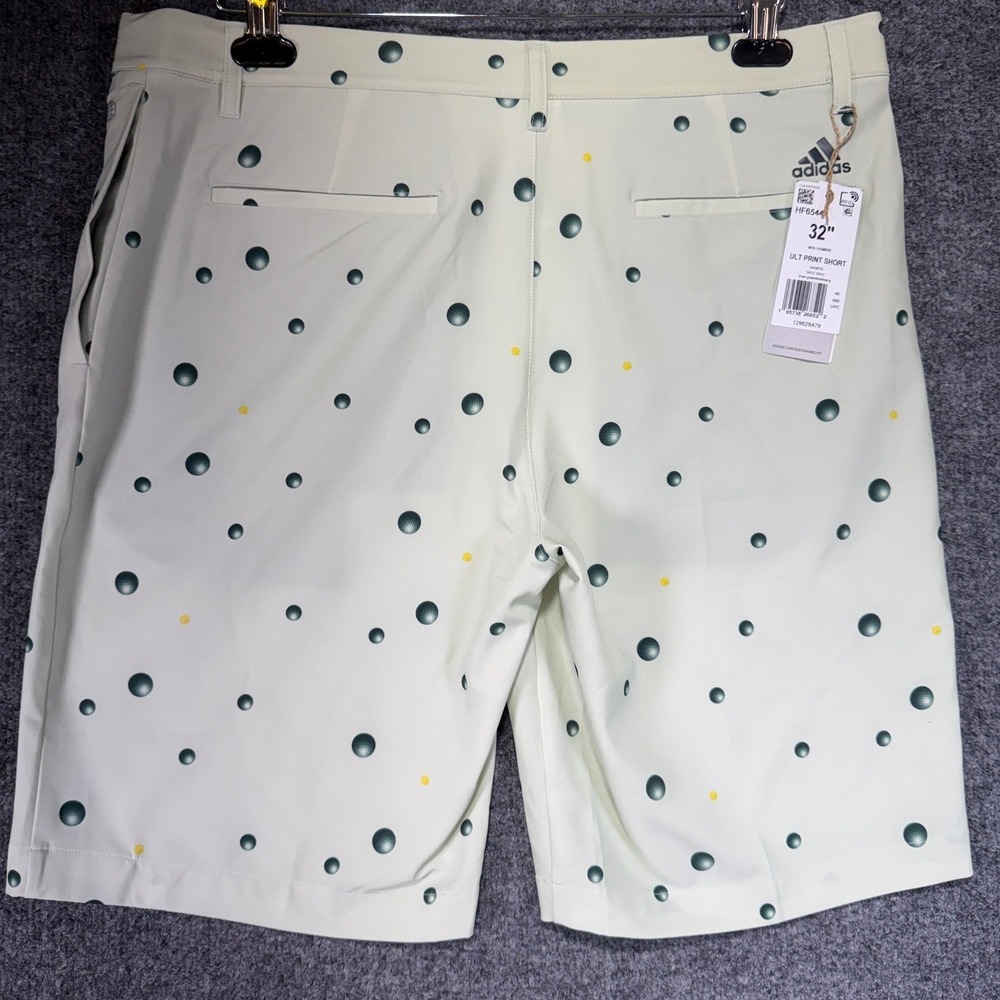 Adidas Ultimate Print Golf Shorts Mens 32 Linen Green Golf Ball Pattern HF6544 - Picture 2 of 14
